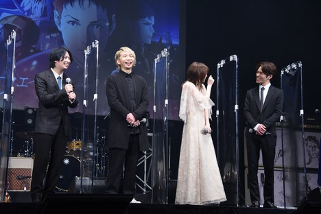 「機動戦士ガンダム 閃光のハサウェイ」完成報告会見の様子。