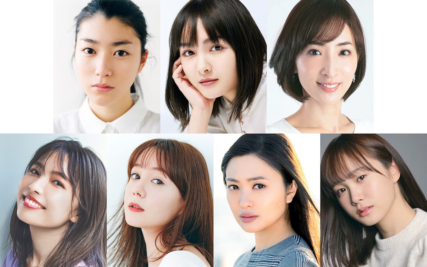 上段左から成海璃子、葵わかな、真飛聖。下段左から寺本莉緒、トリンドル玲奈、北原里英、尾碕真花。