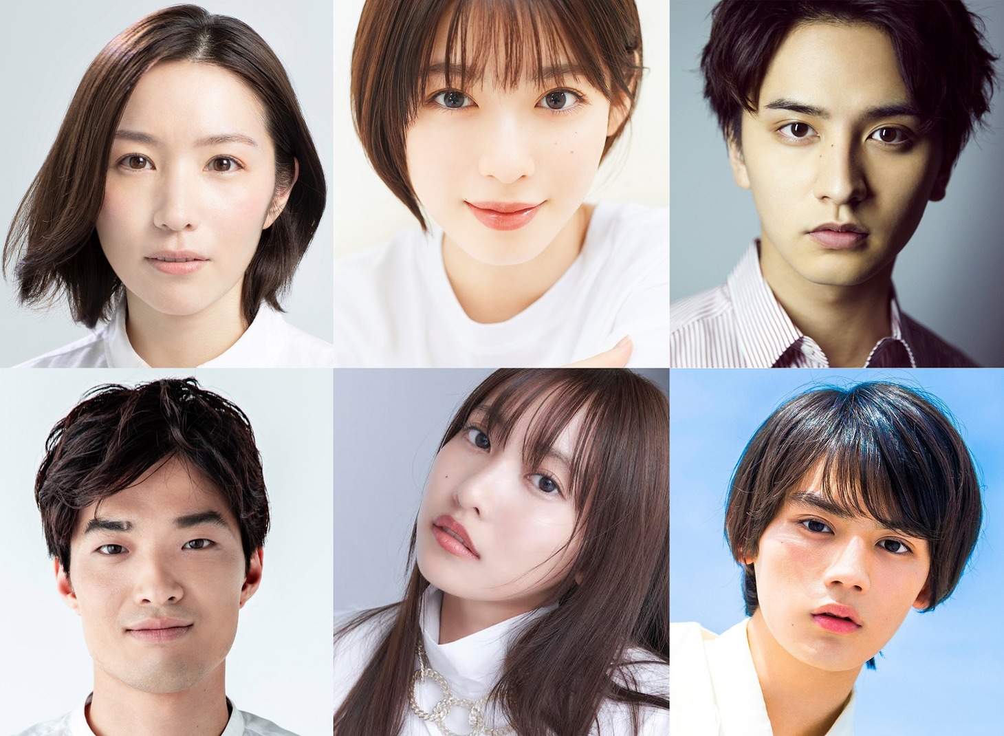 上段左から徳永えり、白石聖、瀬戸利樹。下段左から谷恭輔、佐野ひなこ、藤原大祐。