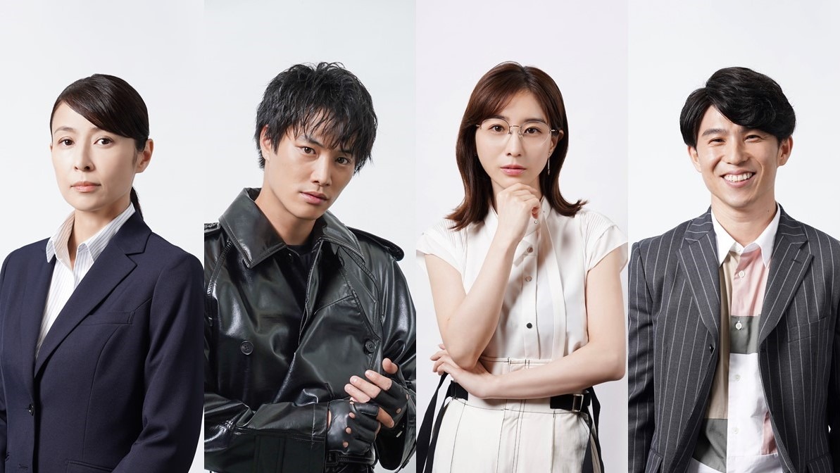 左から綿谷詩織役の水野美紀、八乙女流星役の鈴木伸之、水瀬千景役の田中みな実、風岡樹生役の中尾明慶。