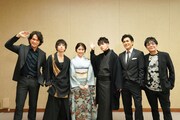 左から江口洋介、村上虹郎、有村架純、佐藤健、北村一輝、大友啓史。