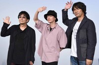 「るろうに剣心 最終章 The Beginning」IMAX舞台挨拶の様子。左から大友啓史、佐藤健、江口洋介。