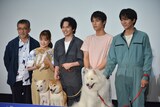 左から篠原哲雄、大原櫻子、林遣都、中川大志、浅香航大。