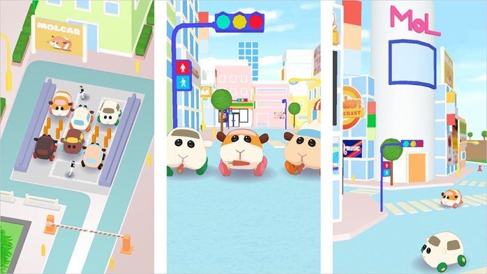 「PUI PUIモルカー もぐもぐパーキング」イメージビジュアル（画面は開発中のもの）