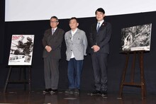 「円谷英二 生誕120年記念特別イベント」の様子。左から国立映画アーカイブ館長の岡島尚志、円谷粲、塚越隆行。