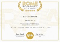 ローマ・インターナショナル・ムービーアワード最優秀作品賞の表彰状。