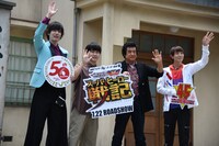 「セイバー＋ゼンカイジャー スーパーヒーロー戦記」完成報告イベントの様子。