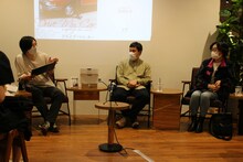 「ドライブ・マイ・カー」トークセッションの様子。左から北村匡平、濱口竜介、伊藤亜紗。