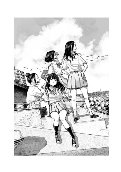 浅野いにおの描き下ろしイラスト「あれからの小梅と磯辺」（小梅）。