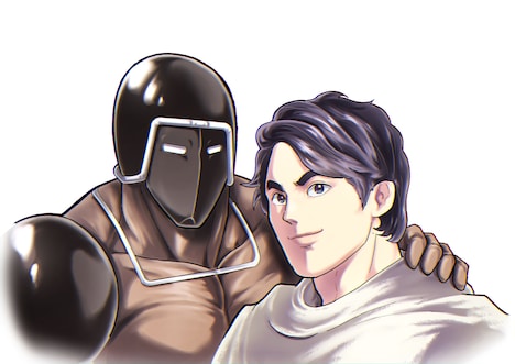 ゆでたまごによる眞栄田郷敦とウォーズマンのイラスト。 (c)ゆでたまご