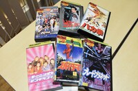 上段左から「モーニング刑事（コップ）。 抱いてHOLD ON ME！」、「リターン・トゥ・ザ・フューチャー／犯罪者を追え！」、「バカ拳」。下段左から「モーニング娘。in ピンチランナー」、東映版「スパイダーマン 」、「ブレードプラネット」。