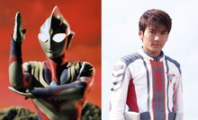 左からウルトラマンティガ、マドカ・ダイゴ役の長野博。（所蔵・講談社）