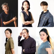 「安魂」キャスト。上段左からウェイ・ツー、陳瑾、チアン・ユー。下段左から欒蕾英、張立、北原里英。