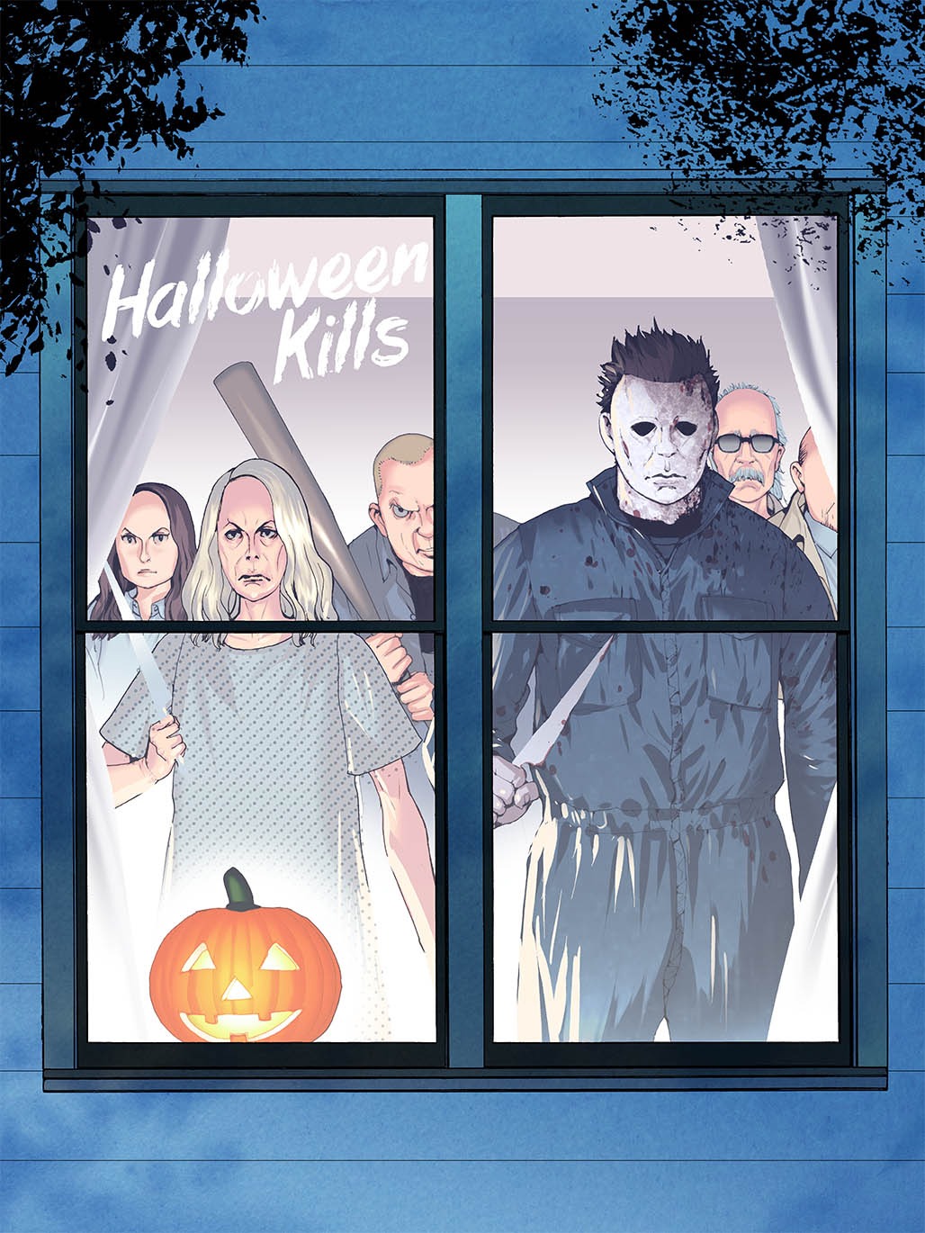 乃木坂太郎による「ハロウィン KILLS」応援イラスト。