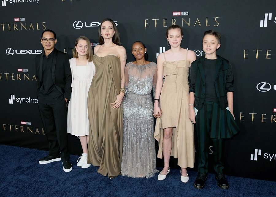 アンジェリーナ・ジョリー（左から3番目）と彼女の家族。