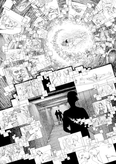 小池桂一による「アレックス STRAIGHT CUT」描き下ろしイラスト