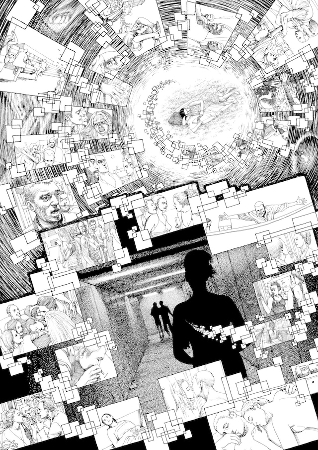 小池桂一による「アレックス STRAIGHT CUT」描き下ろしイラスト