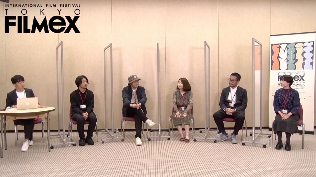 左からMCを務めた神谷直希、山本英、冨永昌敬、竹内里紗、宮崎大祐、清原惟。