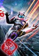 「仮面ライダー ビヨンド・ジェネレーションズ」ムビチケ特典のスタンピングフィニッシュクリアファイル裏面（仮面ライダーバイスver.）。