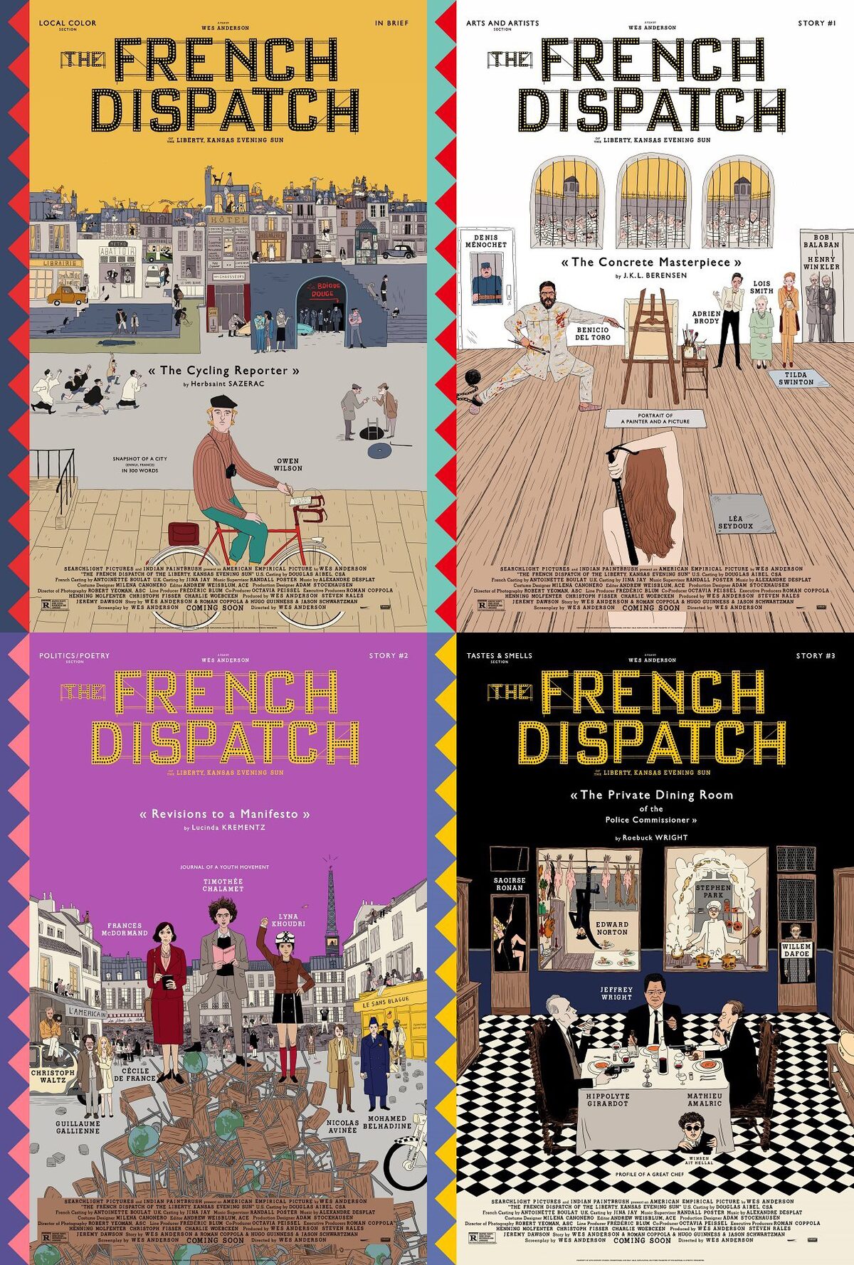 ウェス アンダーソン新作 フレンチ ディスパッチ ポスター6点が一挙解禁 映画ナタリー