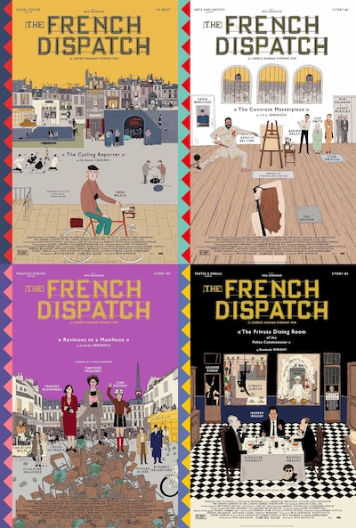 「フレンチ・ディスパッチ ザ・リバティ、カンザス・イヴニング・サン別冊」ストーリーポスター（4種類）