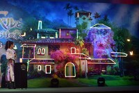 マドリガル家を縁取ったレーザーマッピング。