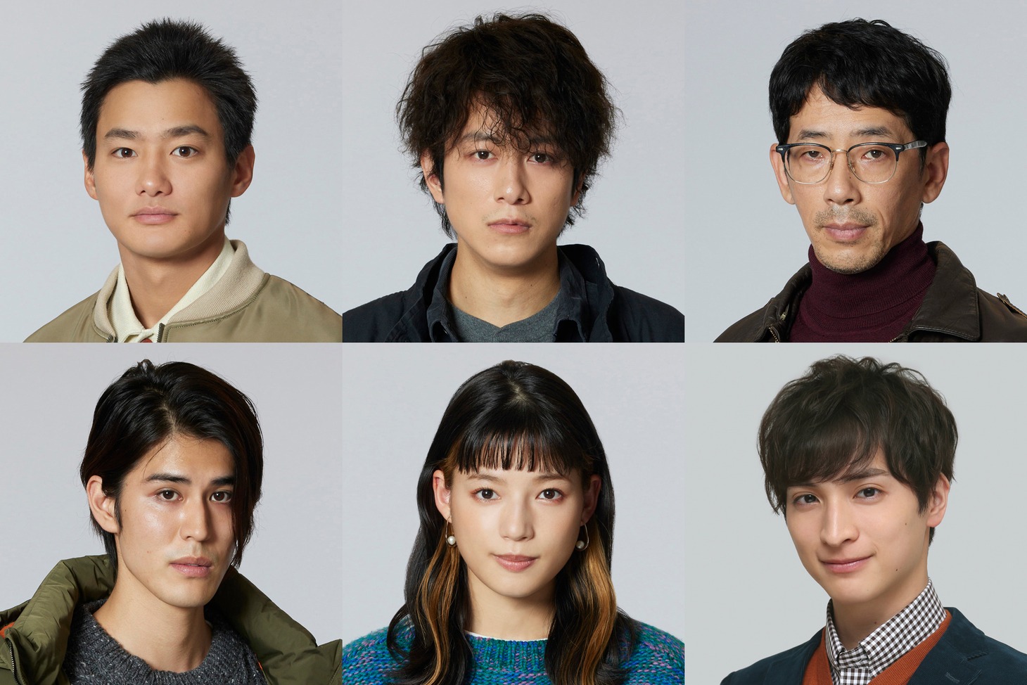 上段左から野村周平、溝端淳平、野間口徹。下段左から寛一郎、石井杏奈、一ノ瀬颯。