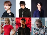 上段左から朴ろ美、森川智之、濱野大輝。下段左からロザムンド・パイク演じるマーラ、ピーター・ディンクレイジ演じるローマン、ニコラス・ローガン演じるアレクシー。