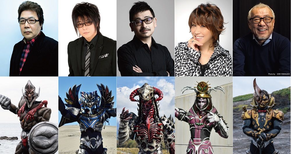 上段左から、玄田哲章、森川智之、上田燿司、松本梨香、中尾隆聖。下段左から、レオニダス・クリスパー、クフ・クリスパー、ディアブロ、ヒミコ・クリスパー、エジソン・クリスパー。