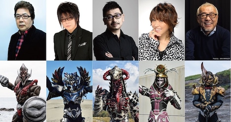 上段左から、玄田哲章、森川智之、上田燿司、松本梨香、中尾隆聖。下段左から、レオニダス・クリスパー、クフ・クリスパー、ディアブロ、ヒミコ・クリスパー、エジソン・クリスパー。