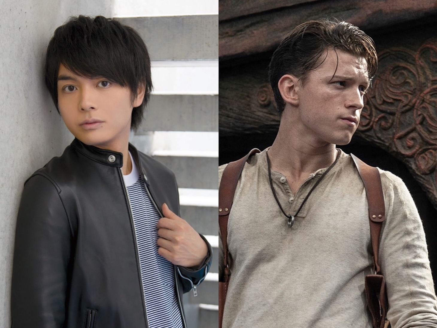 「アンチャーテッド」でトム・ホランド（右）の吹替声優を務める榎木淳弥（左）。
