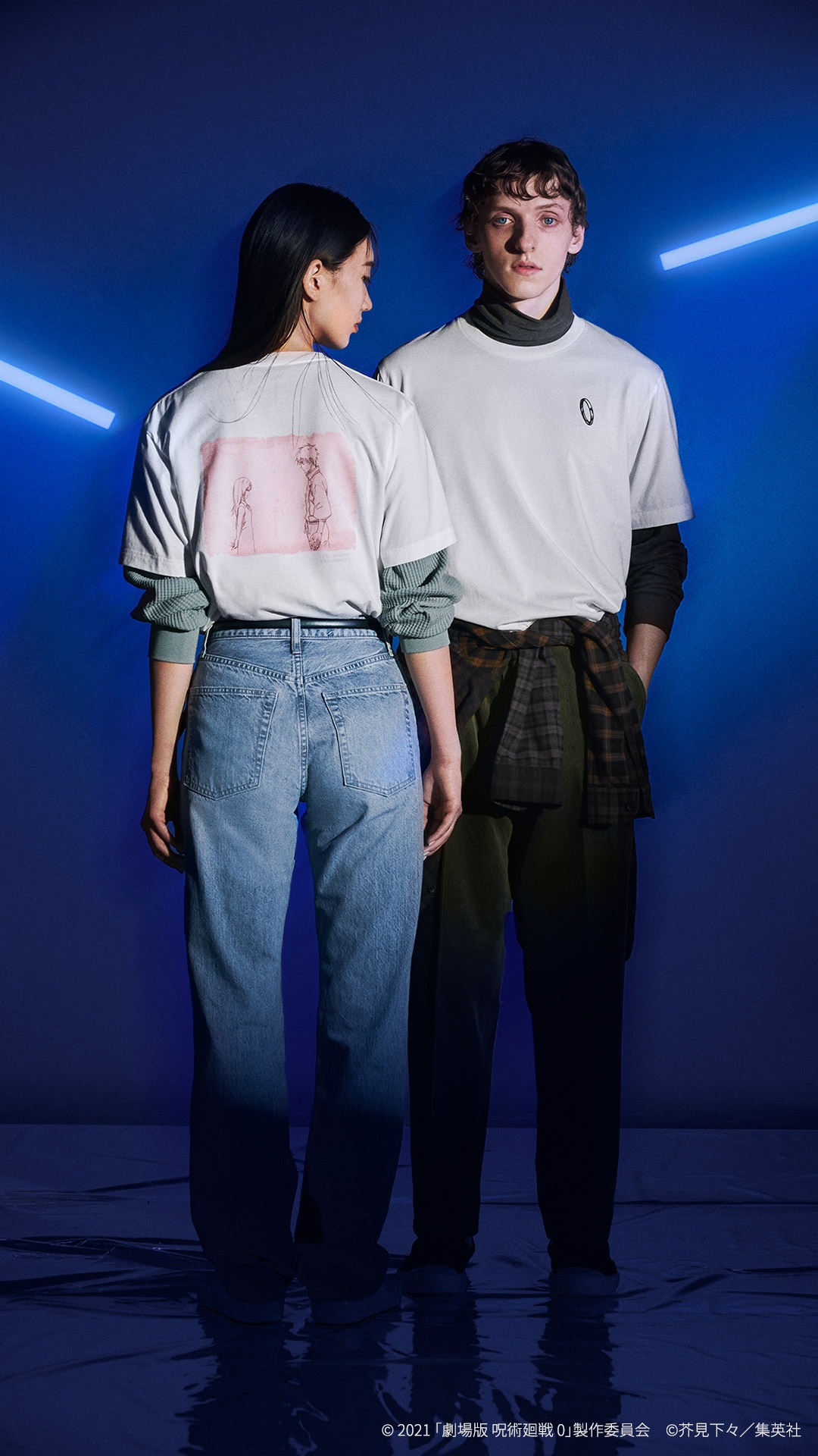 劇場版 呪術廻戦 0 UT グラフィックTシャツ 乙骨 憂太・祈本 里香着用イメージ。