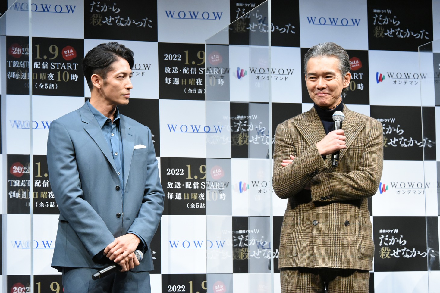 玉木宏（左）と家族ぐるみで食事に行き、“ちょっと高いステーキ”をごちそうしたという渡部篤郎（右）。