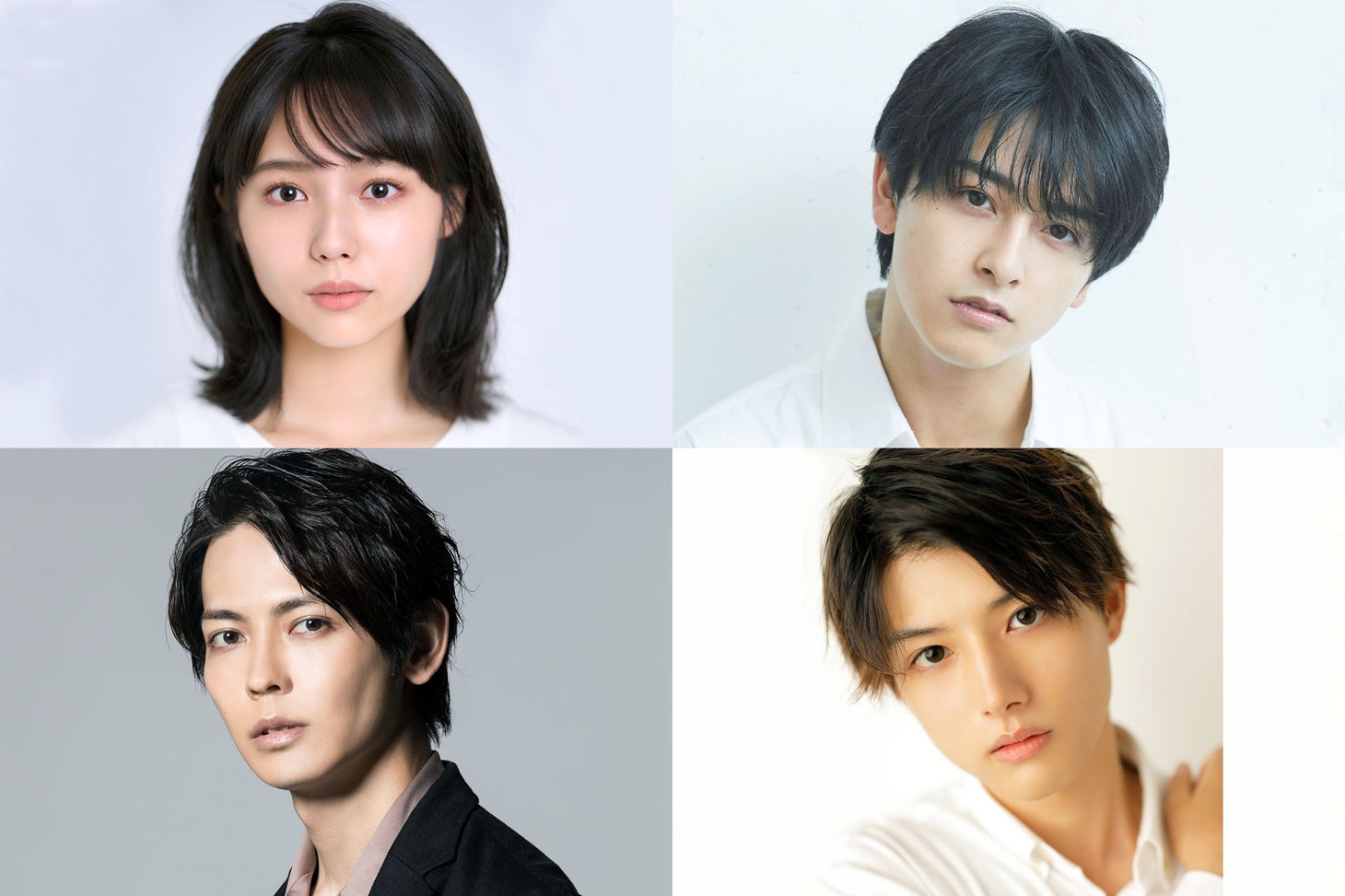 上段左から時計回りに秋田汐梨、新原泰佑、坪根悠仁、猪塚健太。