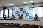 宮崎県で行われた「天尊降臨ヒムカイザー THE MOVIE」製作発表会見の様子。