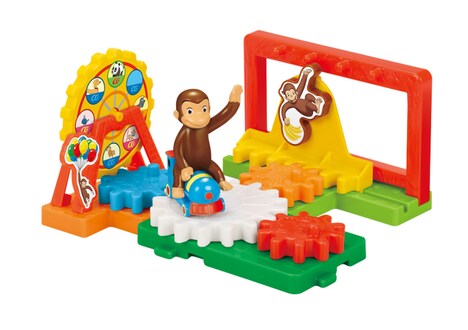 ハッピーセット「おさるのジョージ」のおもちゃをつなげたイメージ。