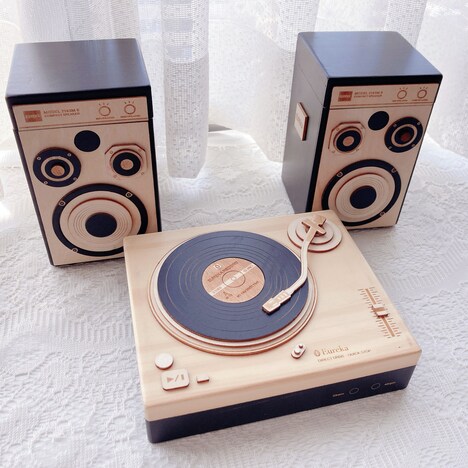 レコードプレイヤー＆オーディオスピーカー型木箱入りクッキー（3点セット）