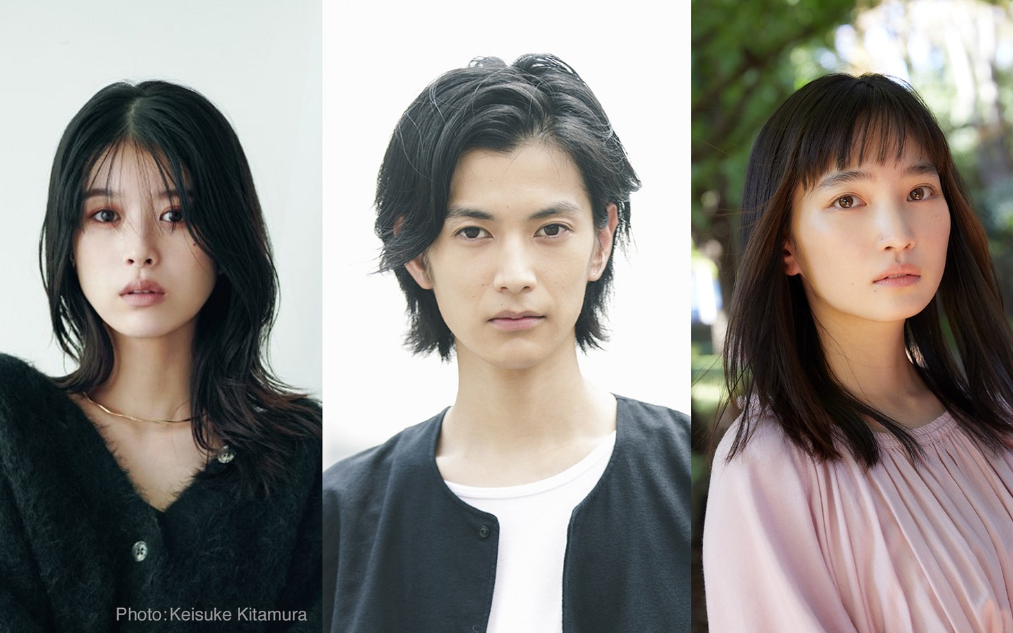 左から馬場ふみか、渡邊圭祐、松本妃代。