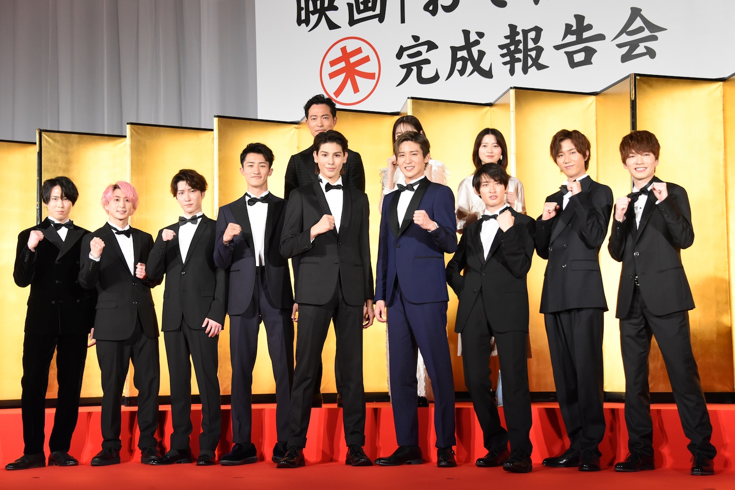 「映画 おそ松さん」未完成報告会の様子。