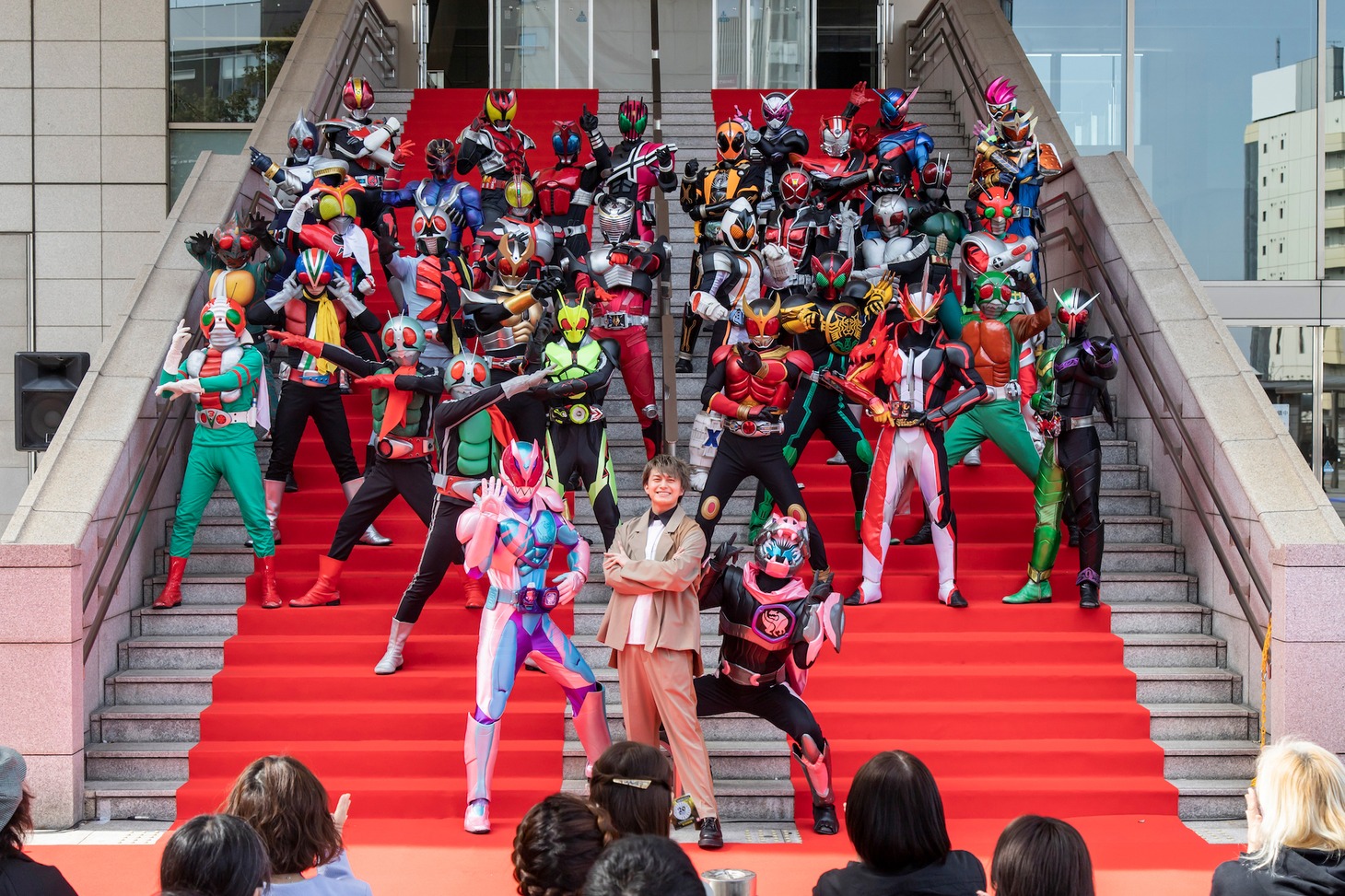 「生誕50周年記念 THE仮面ライダー展」開幕直前スペシャルセレモニーの様子。