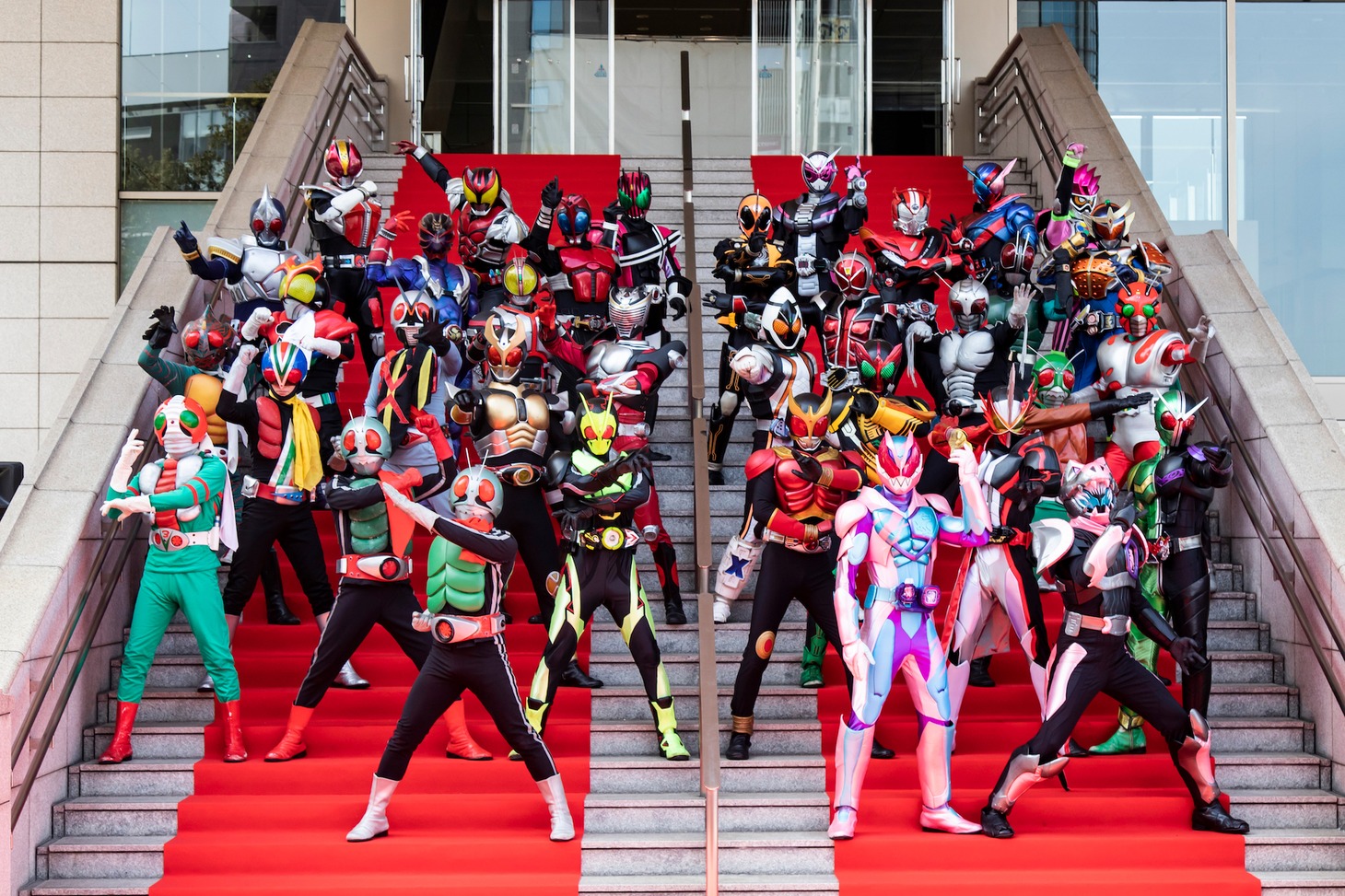 「生誕50周年記念 THE仮面ライダー展」開幕直前スペシャルセレモニーの様子。