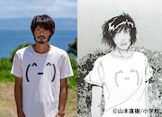 左からオペレーター役の磯村勇斗、オペレーターの原作イラスト。