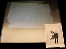 マイク・ミルズによる手書きのメッセージとイラスト。