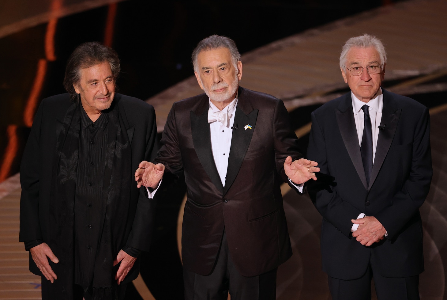 左からアル・パチーノ、フランシス・フォード・コッポラ、ロバート・デ・ニーロ。（Getty Images）