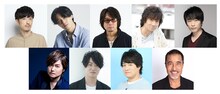 上段左から櫻井孝宏、武内駿輔、東地宏樹、三木眞一郎、関智一。下段左から森久保祥太郎、細谷佳正、水島大宙、宮坂ひろし。