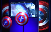 「アベンジャーズ展」より、キャプテン・アメリカ エリアの様子。