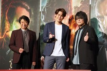 左から井上和彦、宮野真守、森川智之。