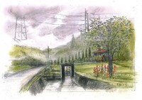 水門付近のスケッチ。