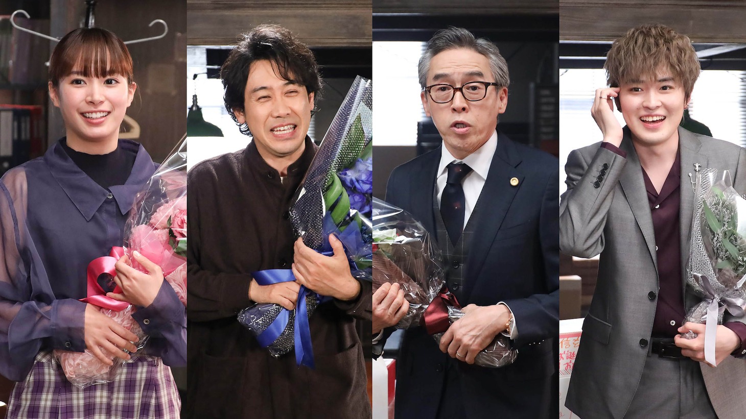 左から関水渚、大泉洋、浅野和之、望月歩。