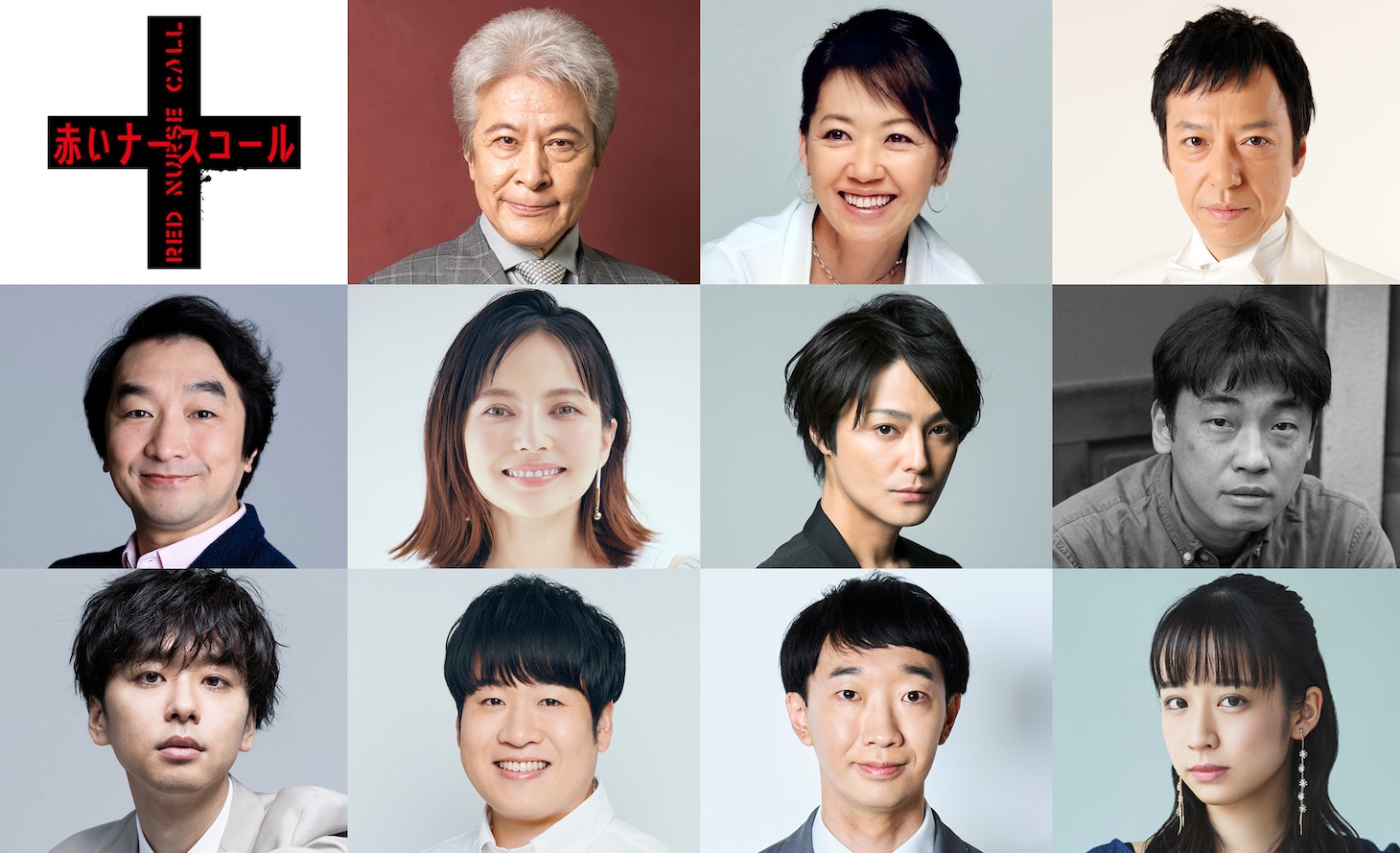 上段左から鹿賀丈史、浅田美代子、板尾創路。中段左から池田鉄洋、ベッキー、木村了、山本浩司。下段左から橋本淳、森田甘路、大水洋介、堀口紗奈。